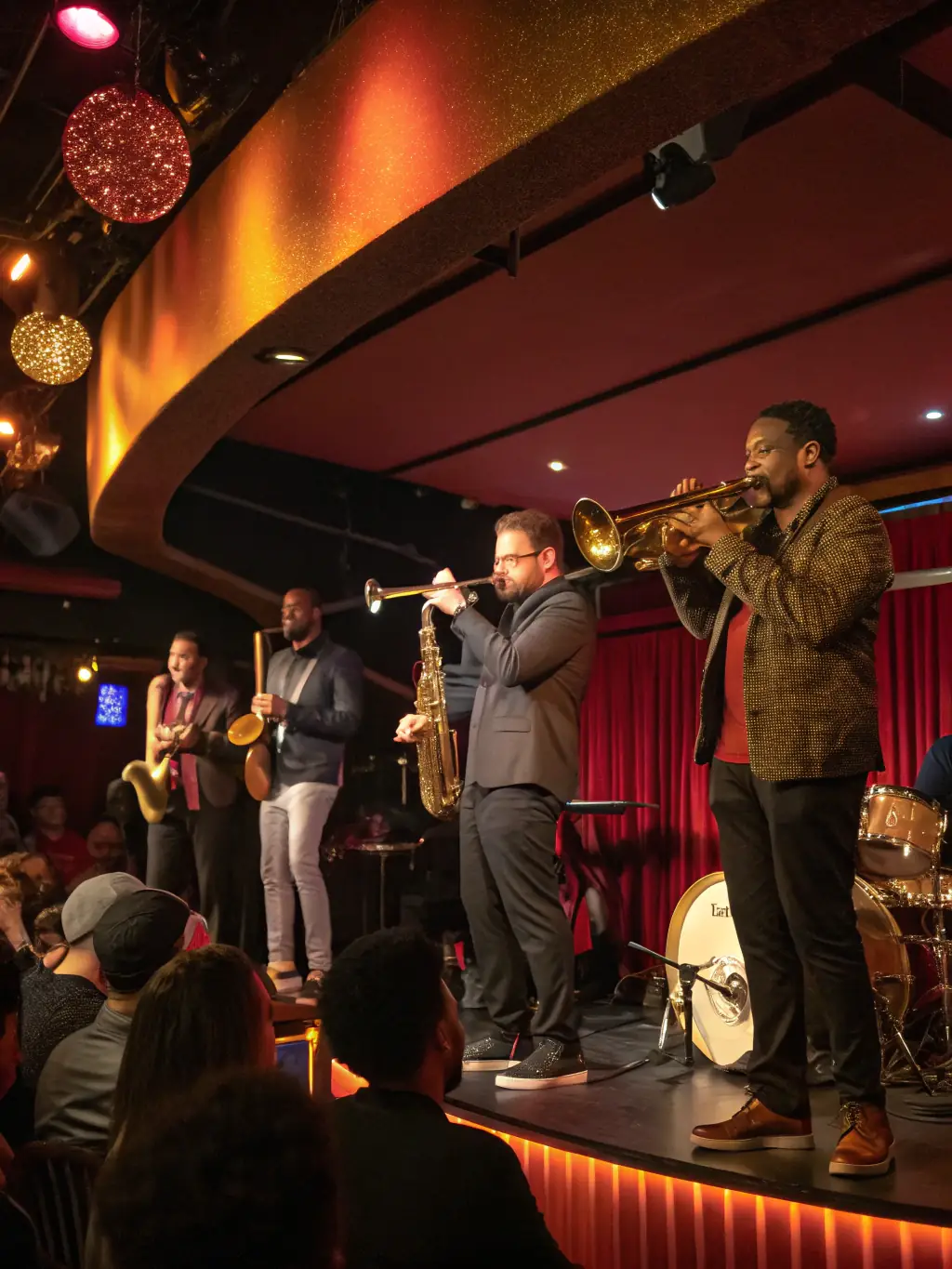 A photo of young musicians performing on stage at a jazz festival supported by La Rochelle Dixie Jazz, highlighting the organization's commitment to nurturing young talent.