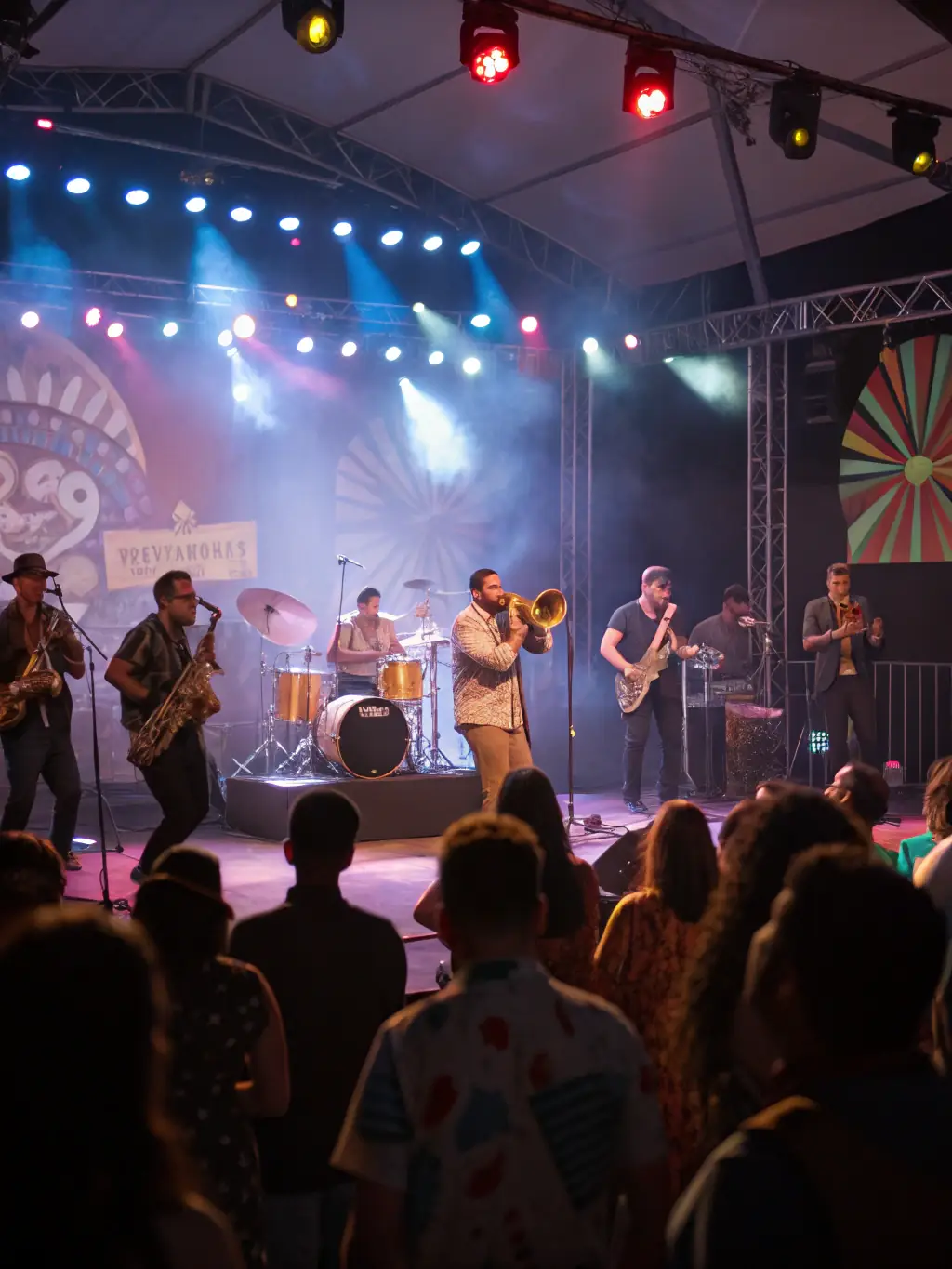 A dynamic image of a live jazz performance at a local community event, showcasing the energy and excitement of the music.